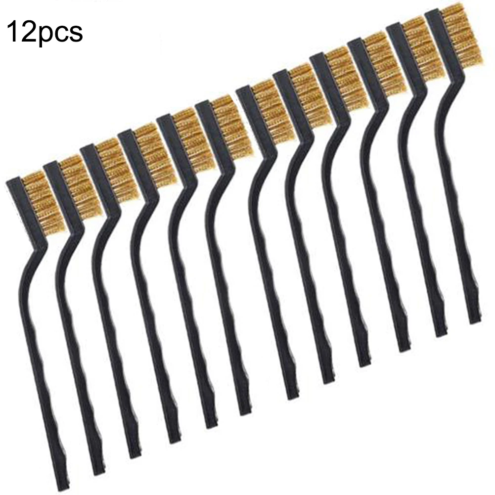 

12Pcs 7inch Mini Wire Brush Set Steel Brass Cleaning Polishing Jewelry Metal Rust new