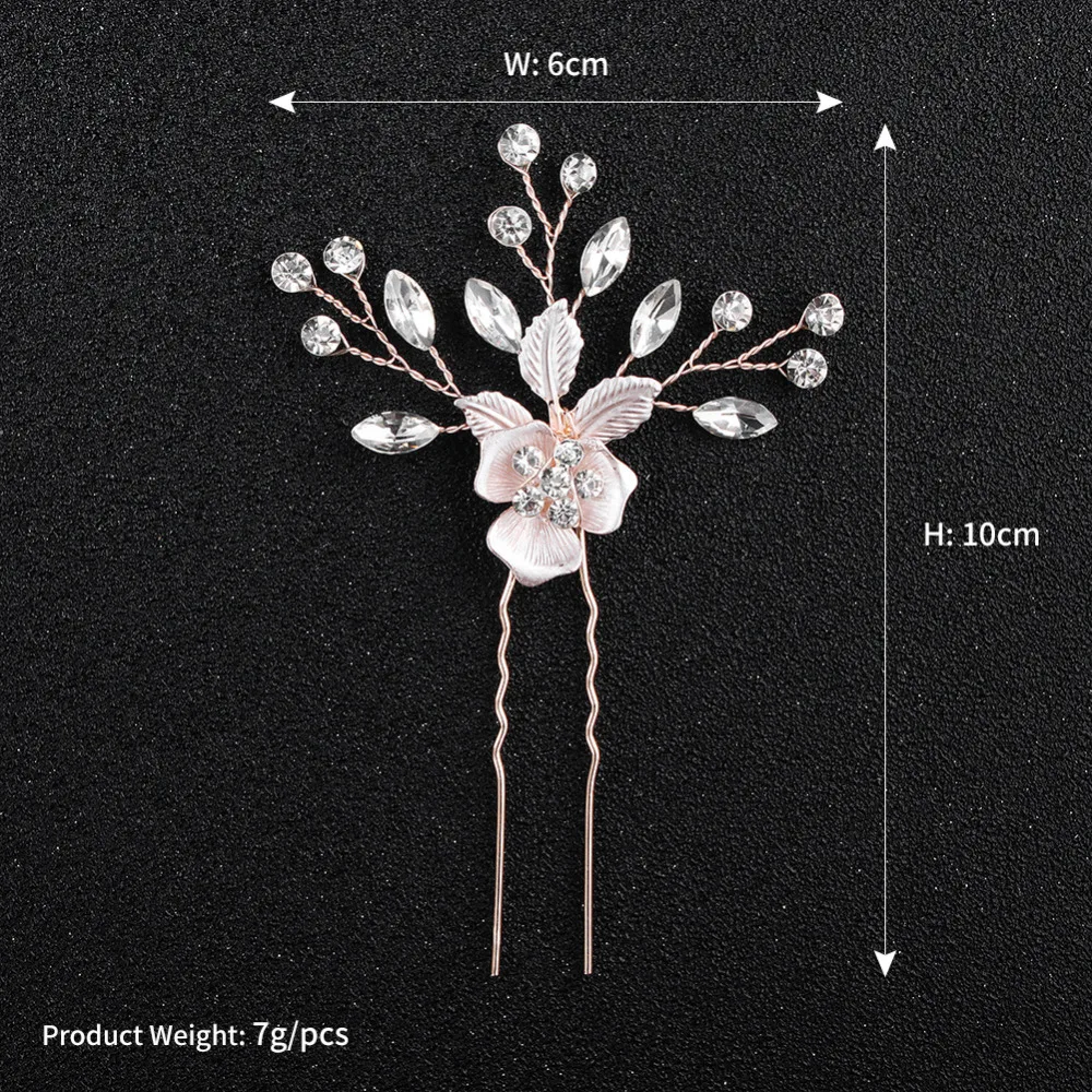 Женская расческа для волос NPASON розовое золото цветочный набор заколок невесты