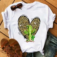 leopard cactus printed t shirt women vintage white tshirt femme harajuku kawaii clothes casual summer t shirts femme tops tee