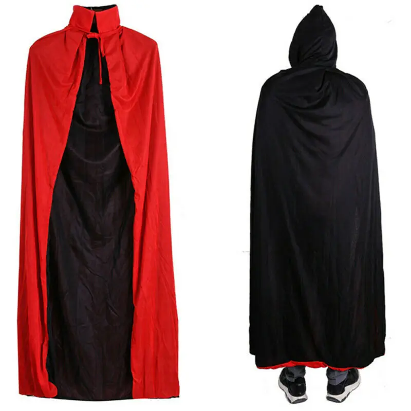 Autumn Halloween Decoration Clothing Unisex Adult Hooded Cape Long Black Red Costume Coat Cosplay Friends Gifts |
