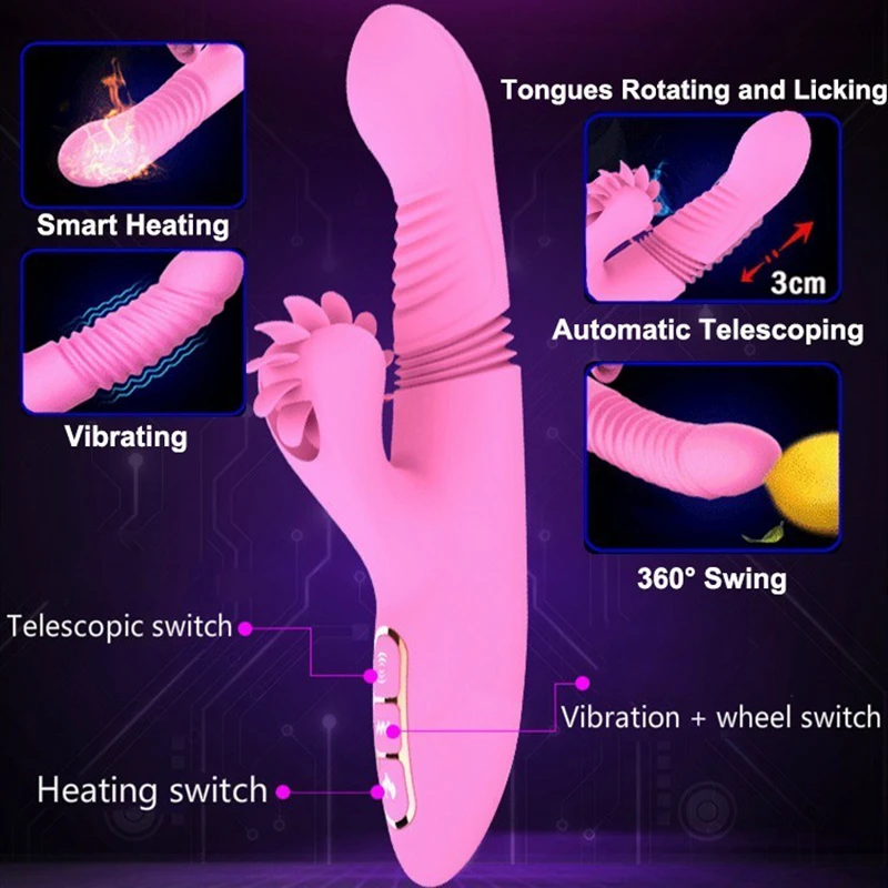 HISO силиконовый вибратор для вращения языка Телескопический качающийся оральный лизационный присоска с подогревом Стимулятор клитора Секс-игрушки