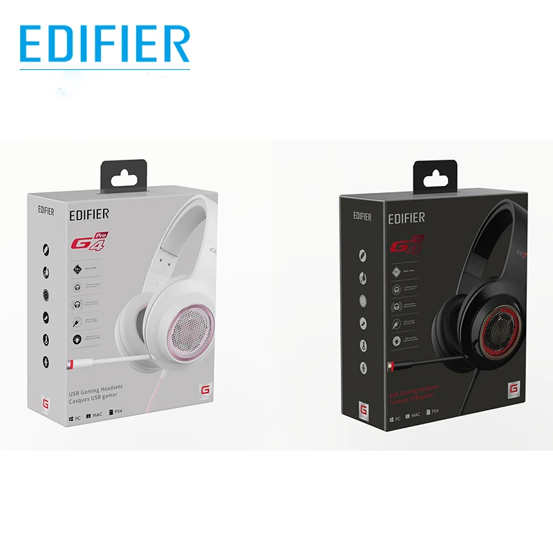 

EDIFIER G4 Pro foldable headset with active noise reduction 7.1 gaming headset, USB port, colorful color changing lights