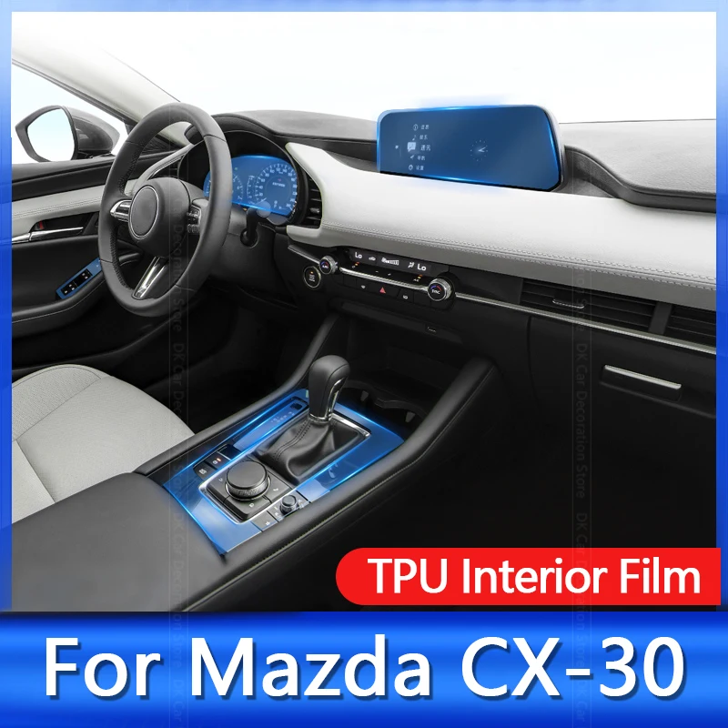 Car Interior Control Film Navigation Dashboard Screen Transparent Sticker For Mazda CX30 Accessories Central Control Panel 2021