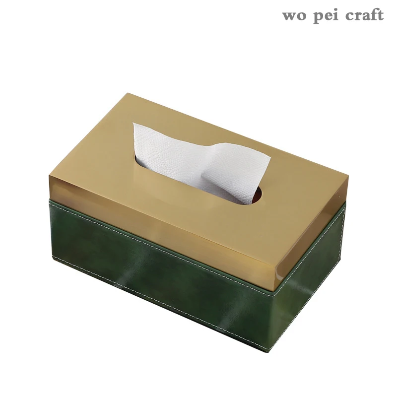

Leather Tissue Box Golden Animal Decorative Paper Towel Case Rectangle Metal Removable Tissue Boxes Home Decoration Accessories