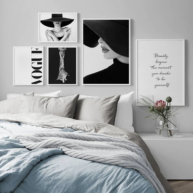 

Vogue Sexy Lips Pop Canvas Paintings Black White posters and Nordic Women prints wall Art Pictures for living room home Decor