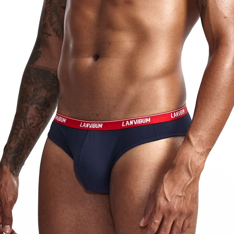 Мужские трусы с треугольным вырезом удобные Однотонные из мягкого хлопка нижнее