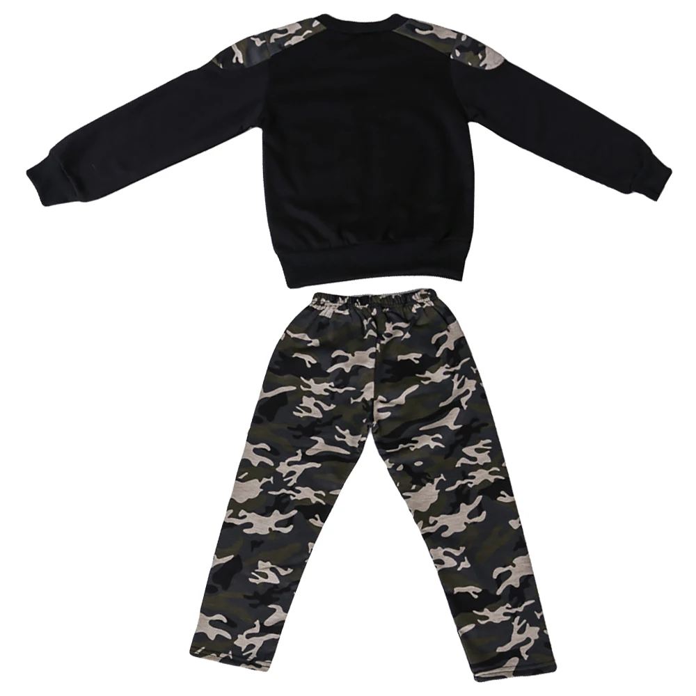 

Kids Clothes Boys Camouflage Printed Long Sleeve Patchwork Pocket Pullover and Long Pants Children's Set Boys Clothing