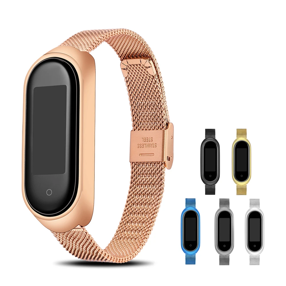 Металлический ремешок для Xiaomi Mi Band 4 3 5 сменный Браслет из нержавеющей стали без