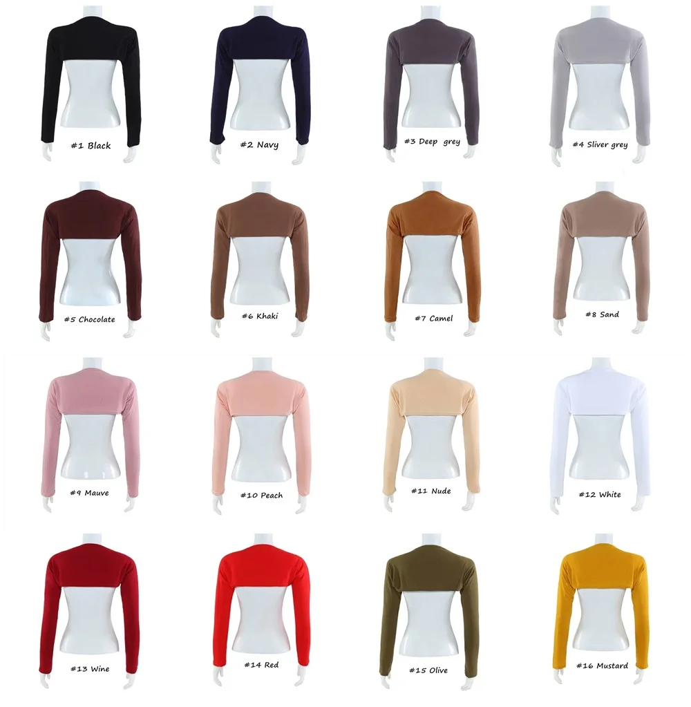 

One Piece Long Sleeve Cotton Soft One Piece Long Sleeved Elastic Modal Arm Warm Cover Shrug Hijab Tops Muslim Clothes