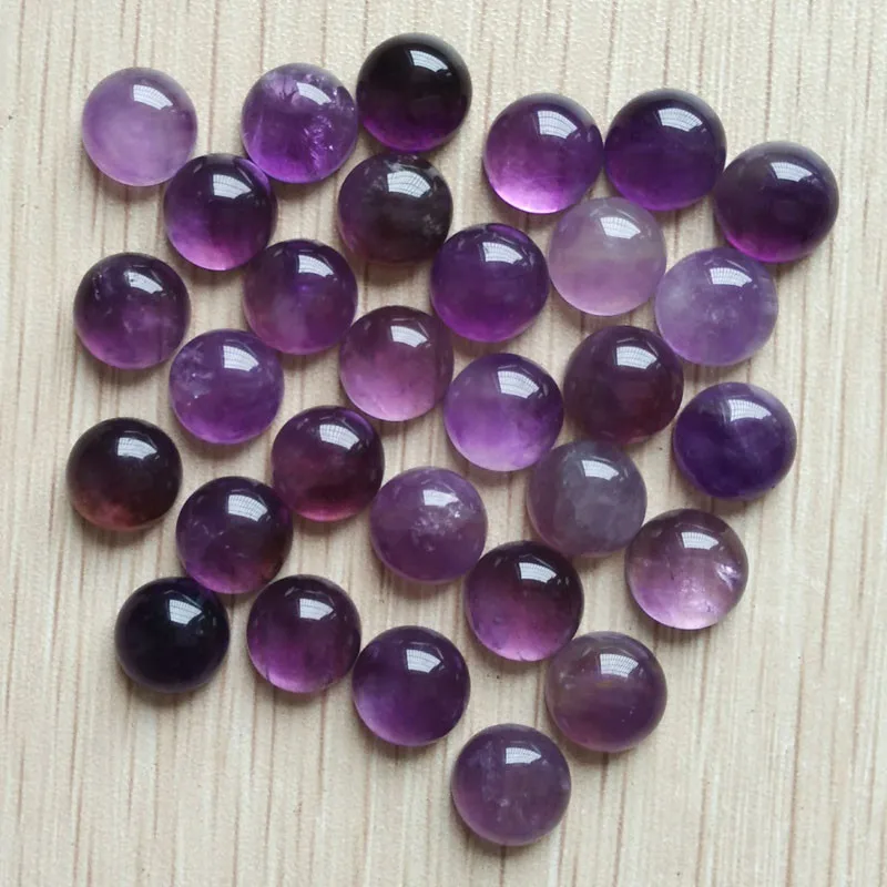 

Amethysts Natural Stone Beads 10MM round cabochon cab stones DIY 50Pcs for jewelry Accessories making wholesale charm fashion