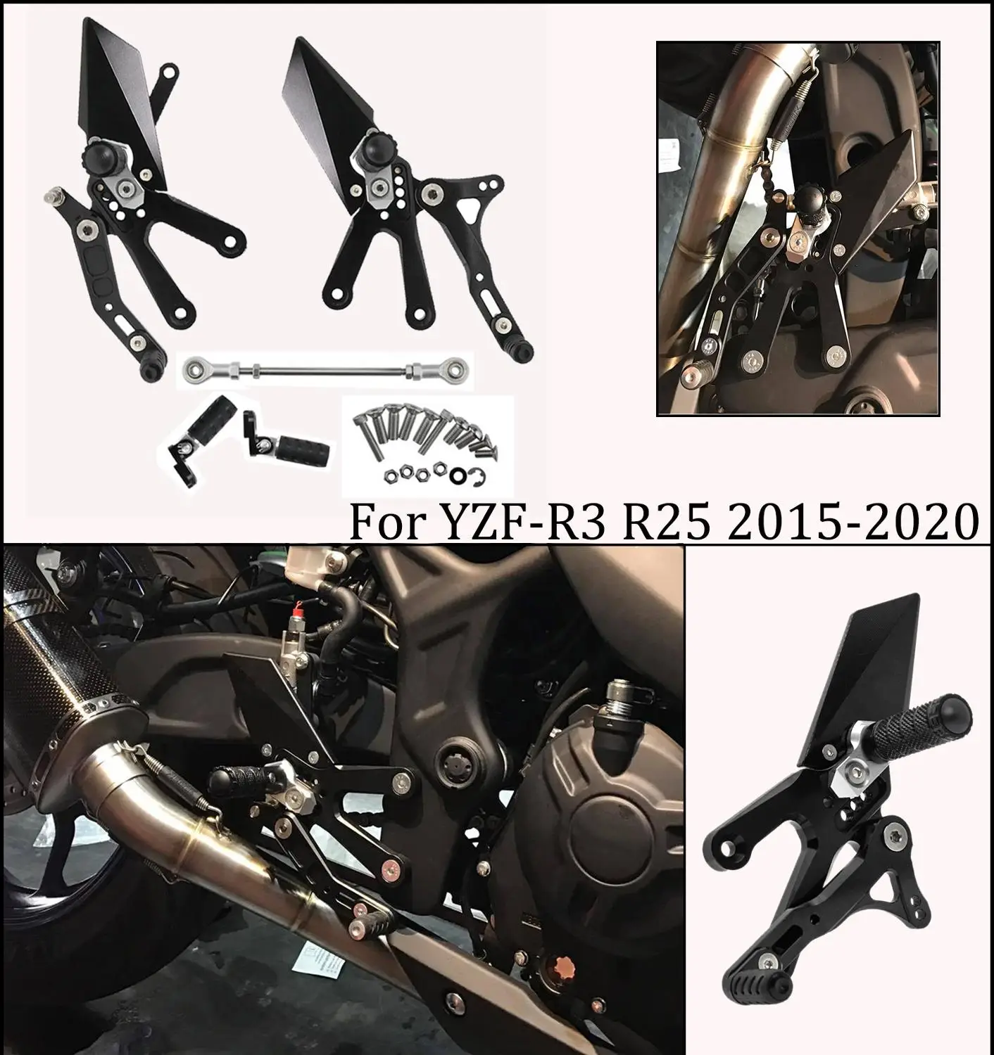 

Ajustable Rear Pedal For YAMAHA YZF-R3 Foot Rest Footpegs For R3 R25 MT03 MT25 Motorcycle Articulated Footrests System 2015-2020