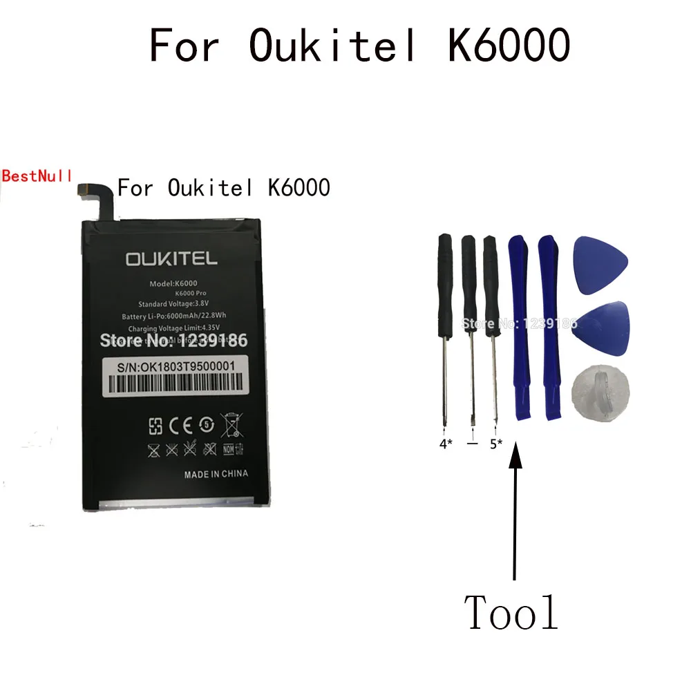 BestNull для Oukitel K6000 Высокая емкость 6000 мАч встроенный аккумулятор запасные части
