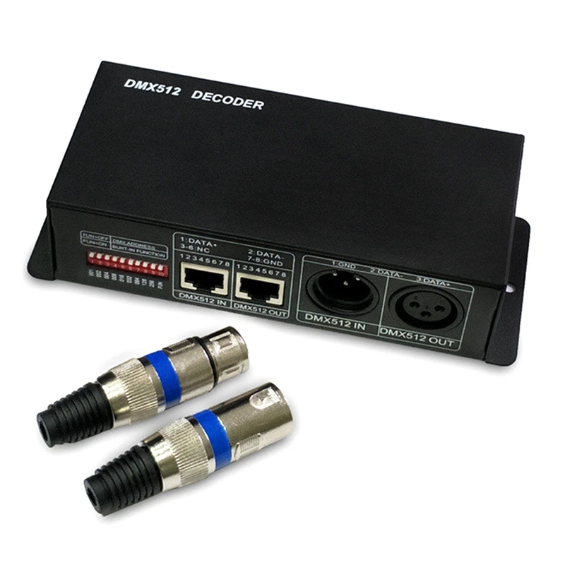 

4CH DC12-24V RGBW DMX 512 Decoder LED Controller, RGB LED DMX512 Decoder 4 Channel x 8A for LED Strip Light,Black