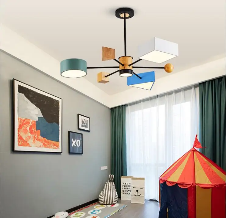 Candelabro nórdico de personalidad Simple, lámpara LED de macarrón para comedor, sala de estudio, tienda de ropa para habitación de niños