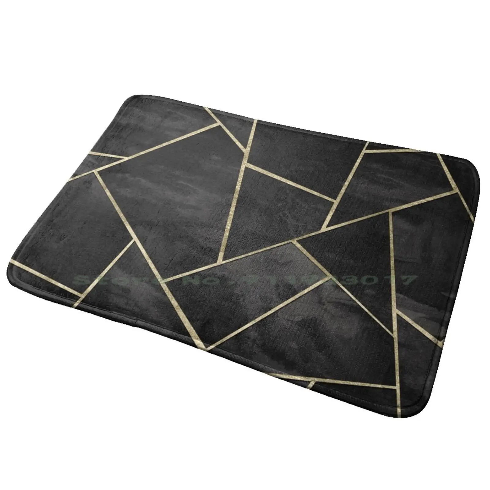 

Dark Black Ink Gold Geometric Glam #1 #geo #decor #art Entrance Door Mat Bath Mat Rug Graphic Design Ink Geometry Black Geo