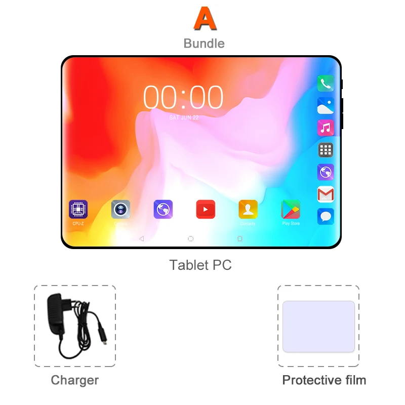 Комплект 1 10,1 дюймовый планшетный ПК Android 8,0 телефонный звонок 4G lte 6 ГБ ОЗУ 64 Гб ПЗУ Восьмиядерный планшет две сим фаблет wifi google play store 10 - Комплект: Комплект 1