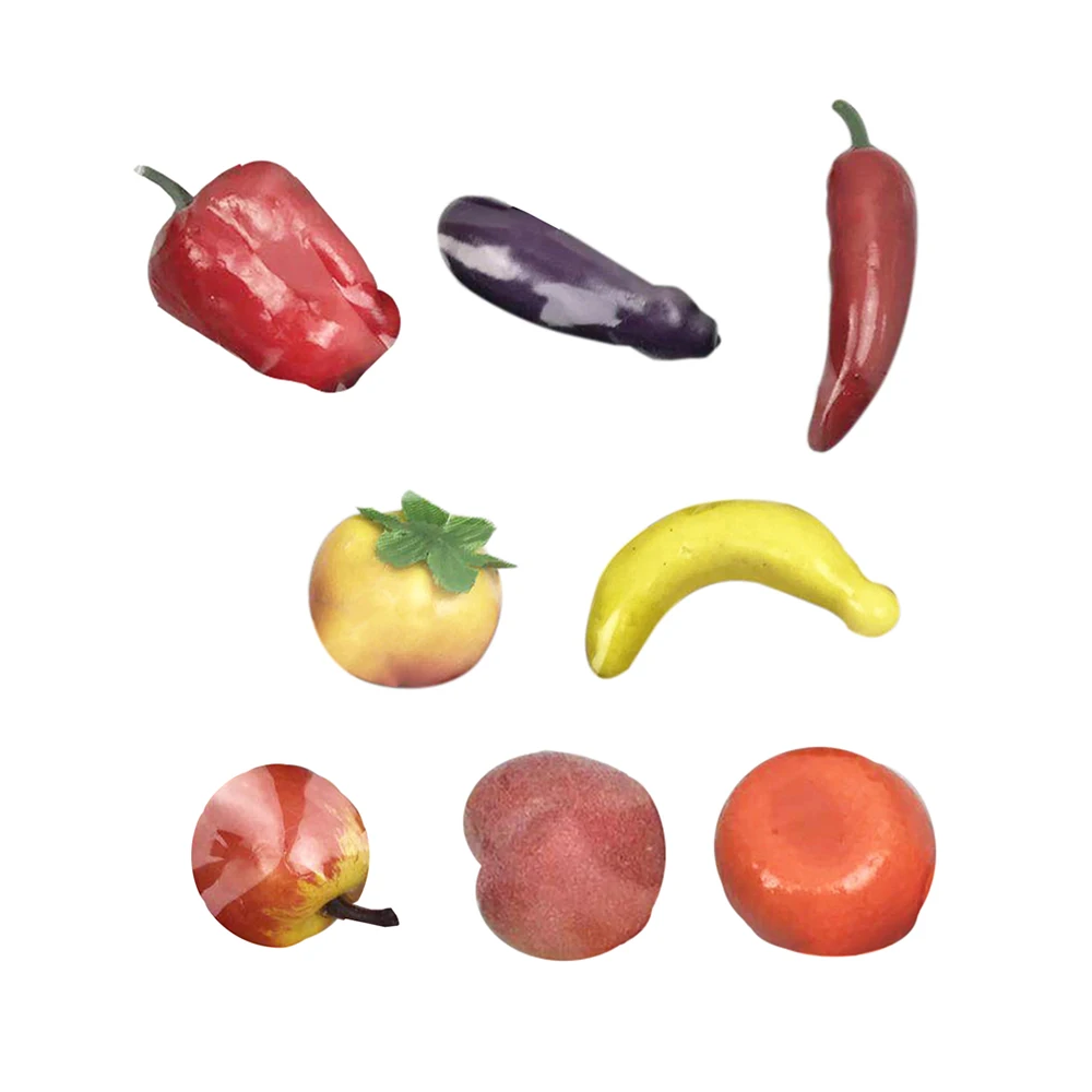 20pcs/bag Simulation Mini Fruit and Vegetable Red Pepper/Tomato/Eggplant/Apple/Orange/Peach/Banana Foam Children's Teaching Aids | Дом и