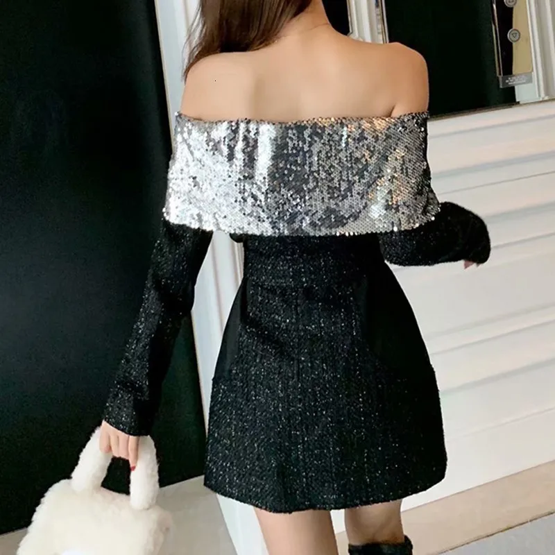 Новая мода подиум 2020 дизайнерское платье женское с вырезом лодочкой и блестками