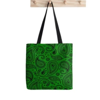 shopper black green background bandana print tote bag women harajuku shopper handbag girl shoulder shopping bag lady canvas bag