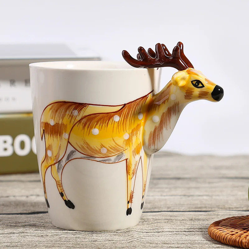 Горячая Распродажа стерео ручная роспись 3D чашка с животными мультяшный Жираф