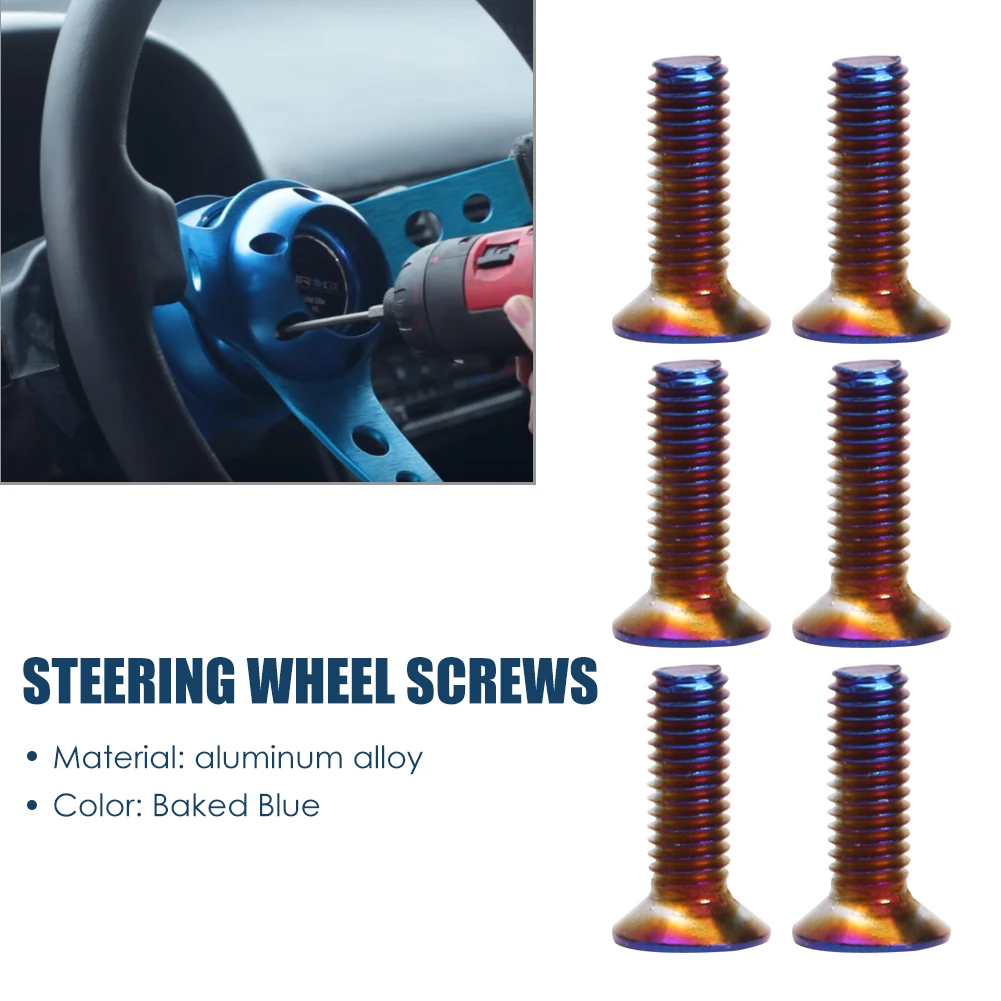 

6 шт./лот сгоревшие титановые классические цвета простые устойчивые болты для рулевого колеса автомобиля M5x15 мм m5x20 мм болты с шестигранной г...