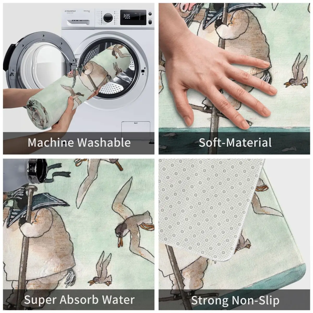 Напольный коврик для кухни козий матрос на мачте и выглядит берегу моря