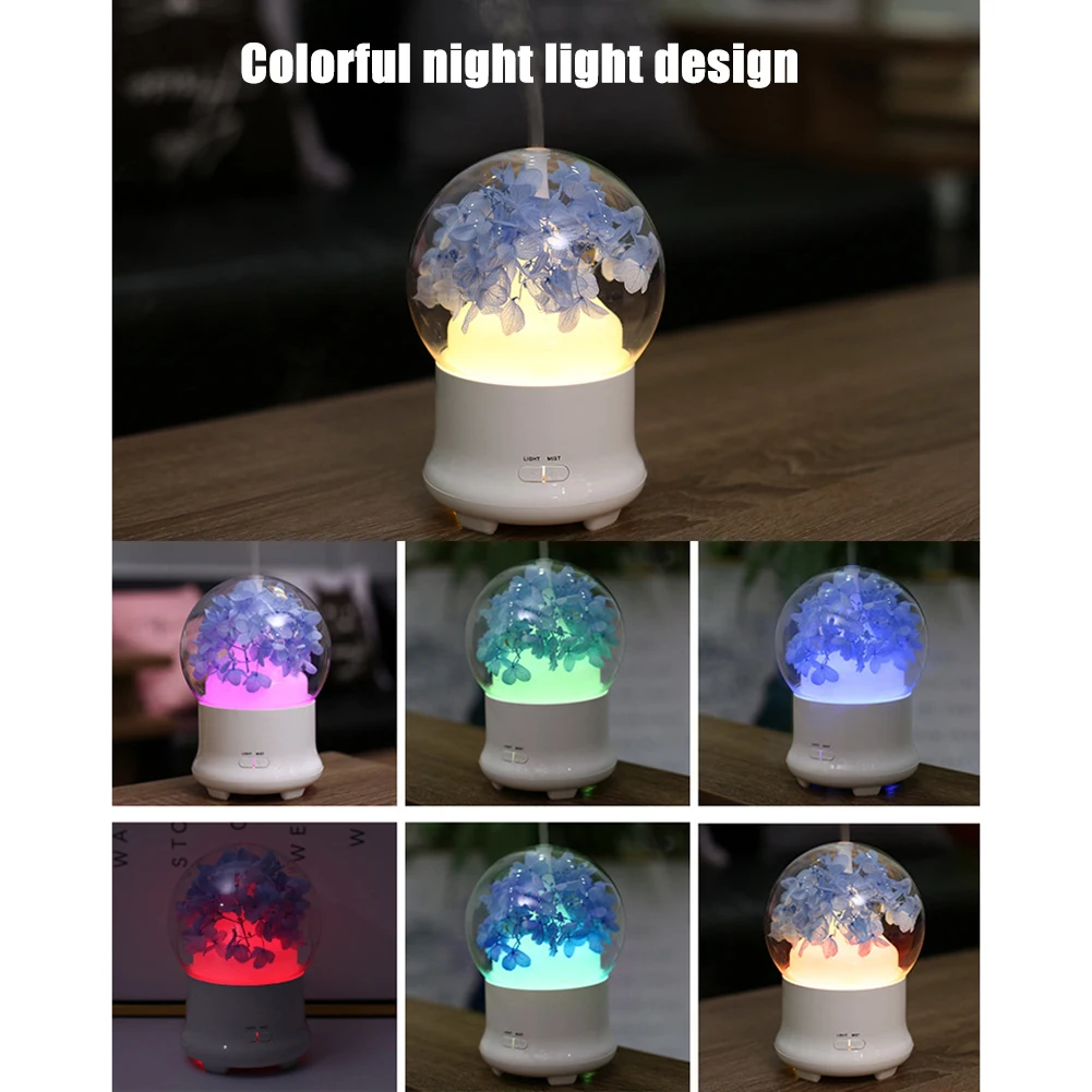 

Preserved Flower Essential Oil Aroma Diffuser LED 7-Color Light Humidifier