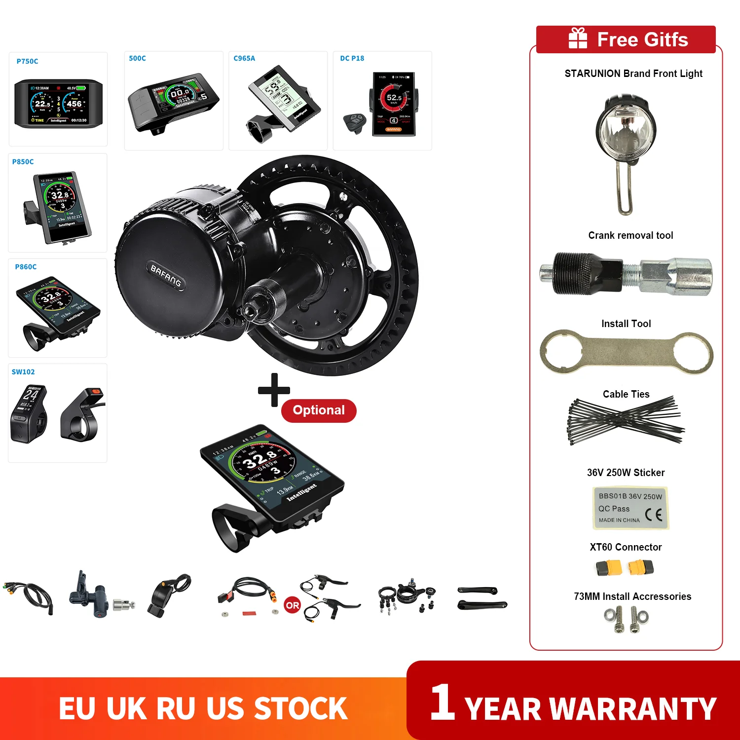 

Bafang BBS02B 48V 750W Mid Drive Motor 8fun Bicycle Electric eBike Conversion Kit mid drive ebike kit Newest version