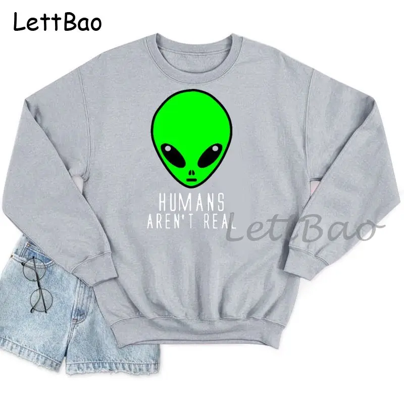

Funny Humans Aren't Real Kawaii Print Hoody Women 90s Harajuku Ullzang Fashion Pullovers Graphic Cute Hoodie Top Sweatshirts