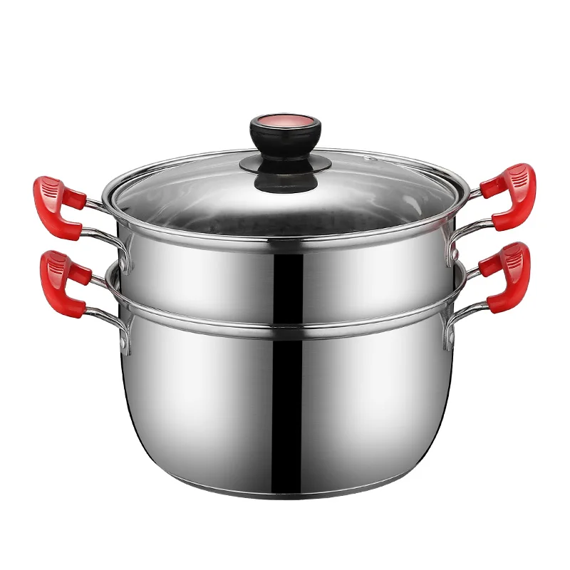 

Stainless Steel Soup Pot Pot 1-3 layer Steamer Cooking Multi-purpose Cookware With Steamer Pot Kitchen Non-stick Pan General Use