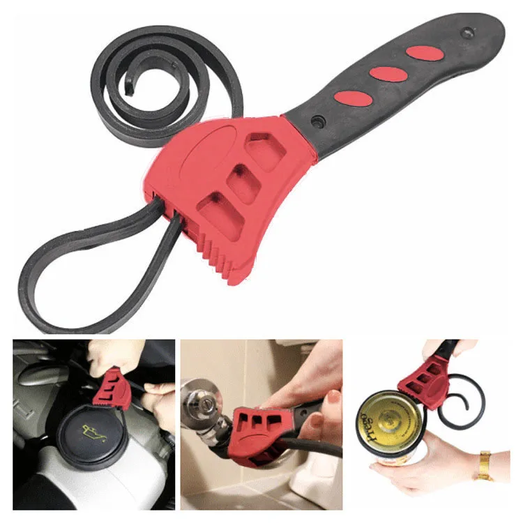 

Adjustable Bottle Opener Rubber Strap Wrench Oil Filter Spanner Repair Tools Kit