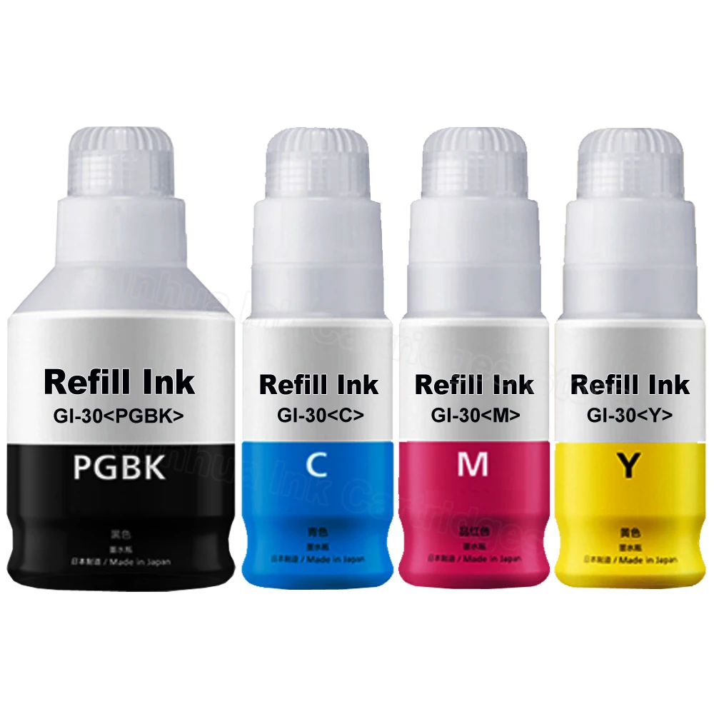 4 пачки 1В + 1С 1 м 1y GI30 Новое поступление чернила в бутылках для Canon PIXMA G6030 G5030 GM2030 |