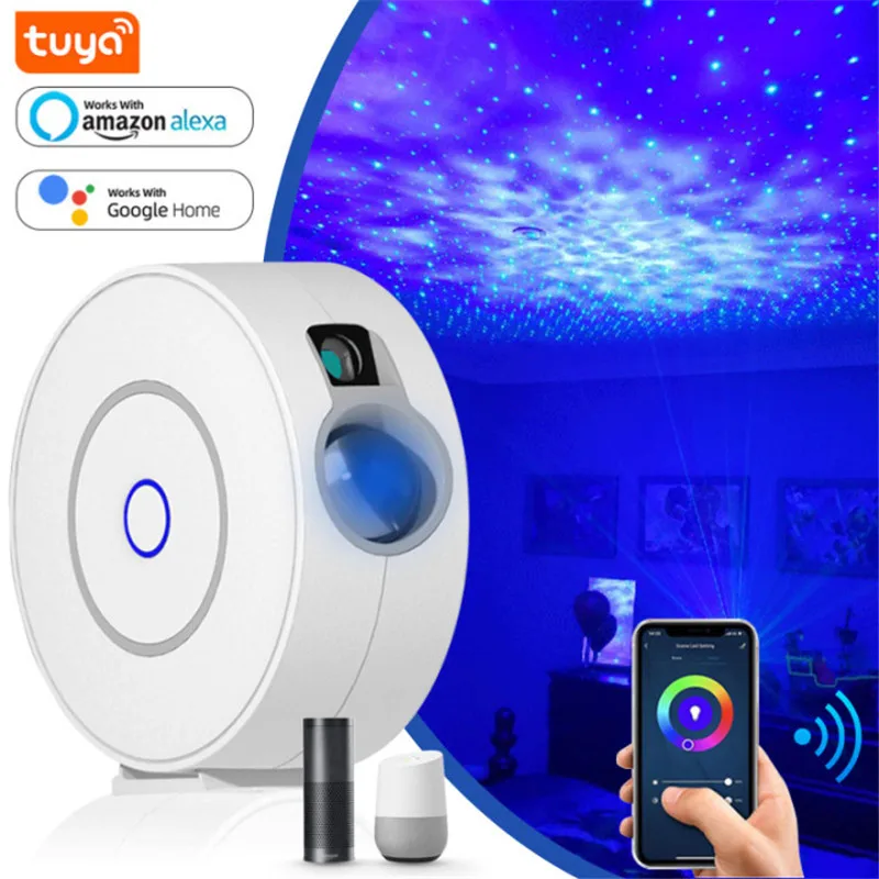 Tuya Smart WiFi проектор звездного неба лазерный развевающиеся Ночной светильник Led