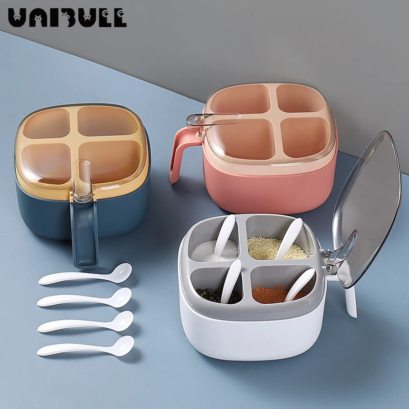 

Kitchen Seasoning Jar, Salt Shaker, Seasoning Box, Transparent Seasoning Box, Four-compartment Seasoning Jar, Multi-compartment