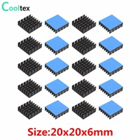 20pcs aluminum heatsink 20x20x6mm radiator cooler cooling for electronic chip ic with thermal conductive double sided tape