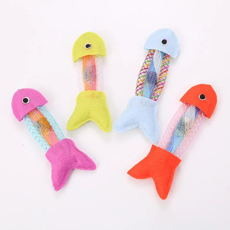 4pcs mix 4 шт. шланг весна холст рыба кошка игрушка кошка прыгающая игрушка котенок игрушки для домашних животных продукты - Цвет: 4pcs mix