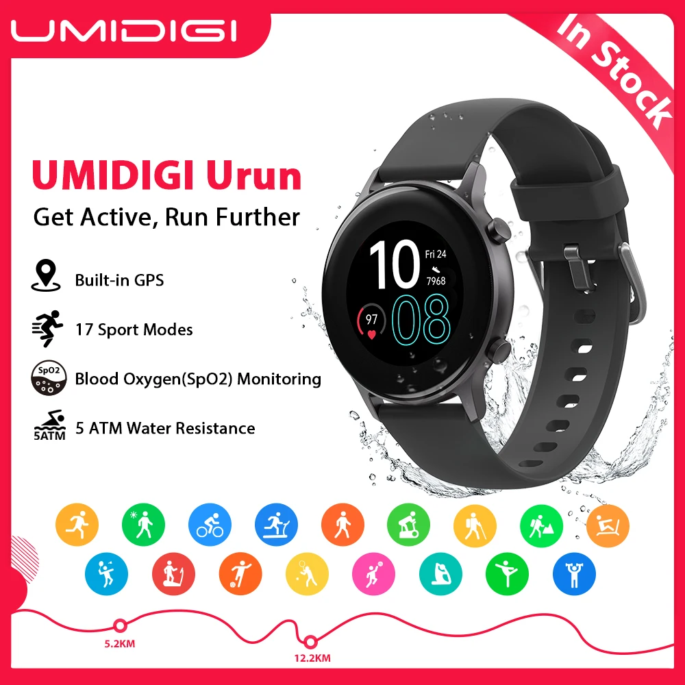 Смарт часы UMIDIGI Urun GPS 1 дюйма пульсометр мониторинг сна|Смарт-часы| |