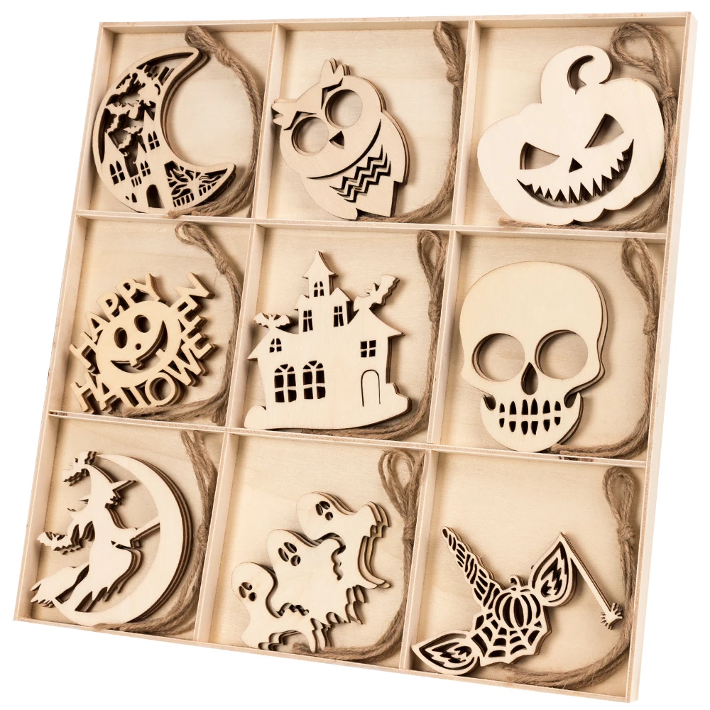 

10 шт., деревянные подвесные украшения из пустое дерево