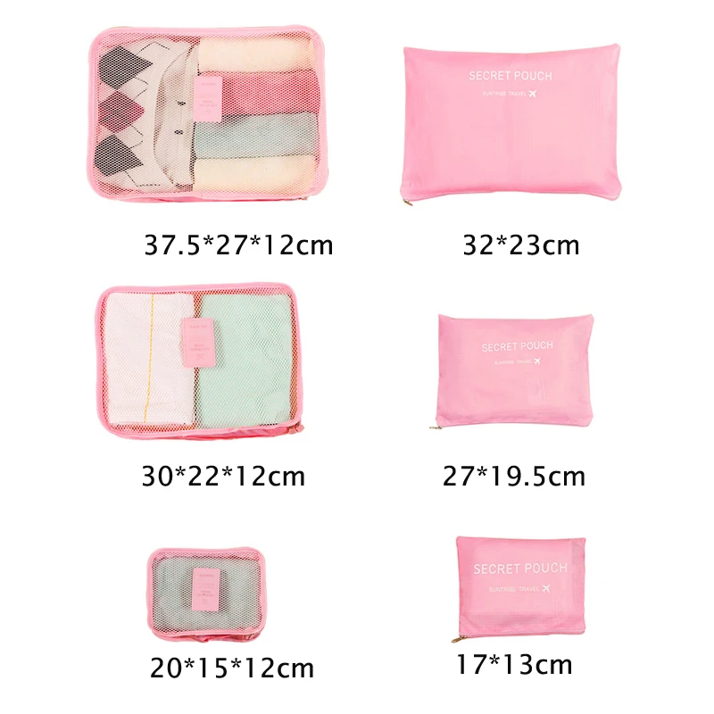 Travel 6Pcs Set Accessories suitcase organizer Clothes Storage Waterproof Bag Luggage Portable Organizer Packing Cube
