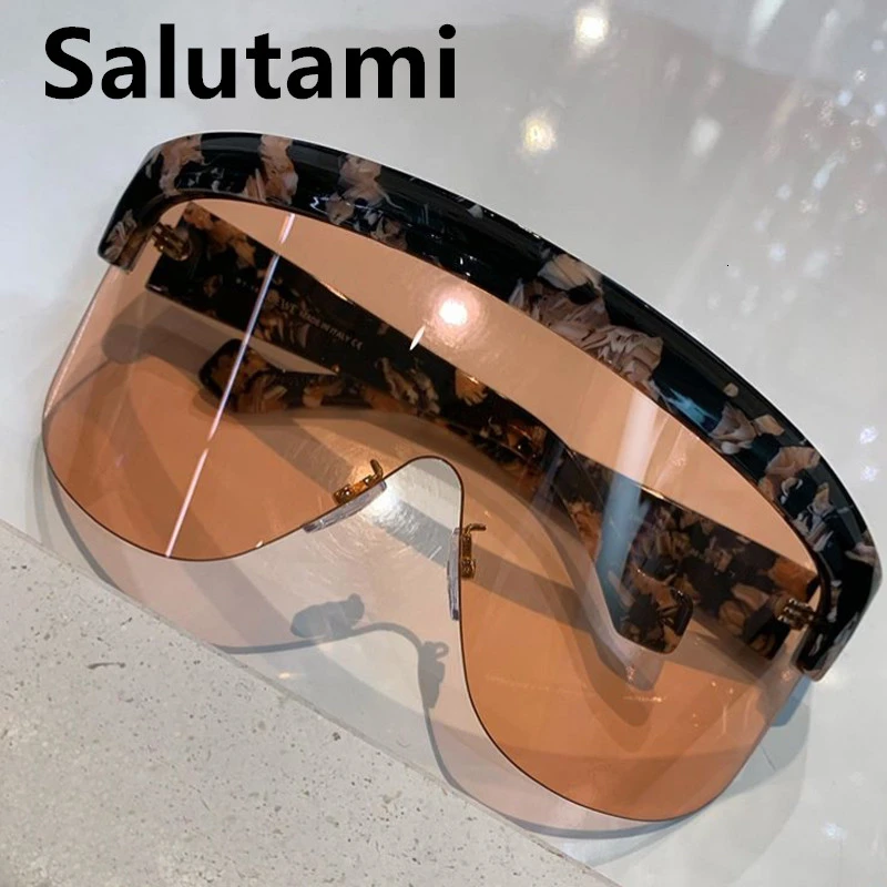 Солнцезащитные очки унисекс уникальные большие брендовые солнечные без оправы с