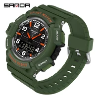 sanda men watches 50m waterproof digital wristwatch led quartz clock sport military watch male dual display relogios masculino