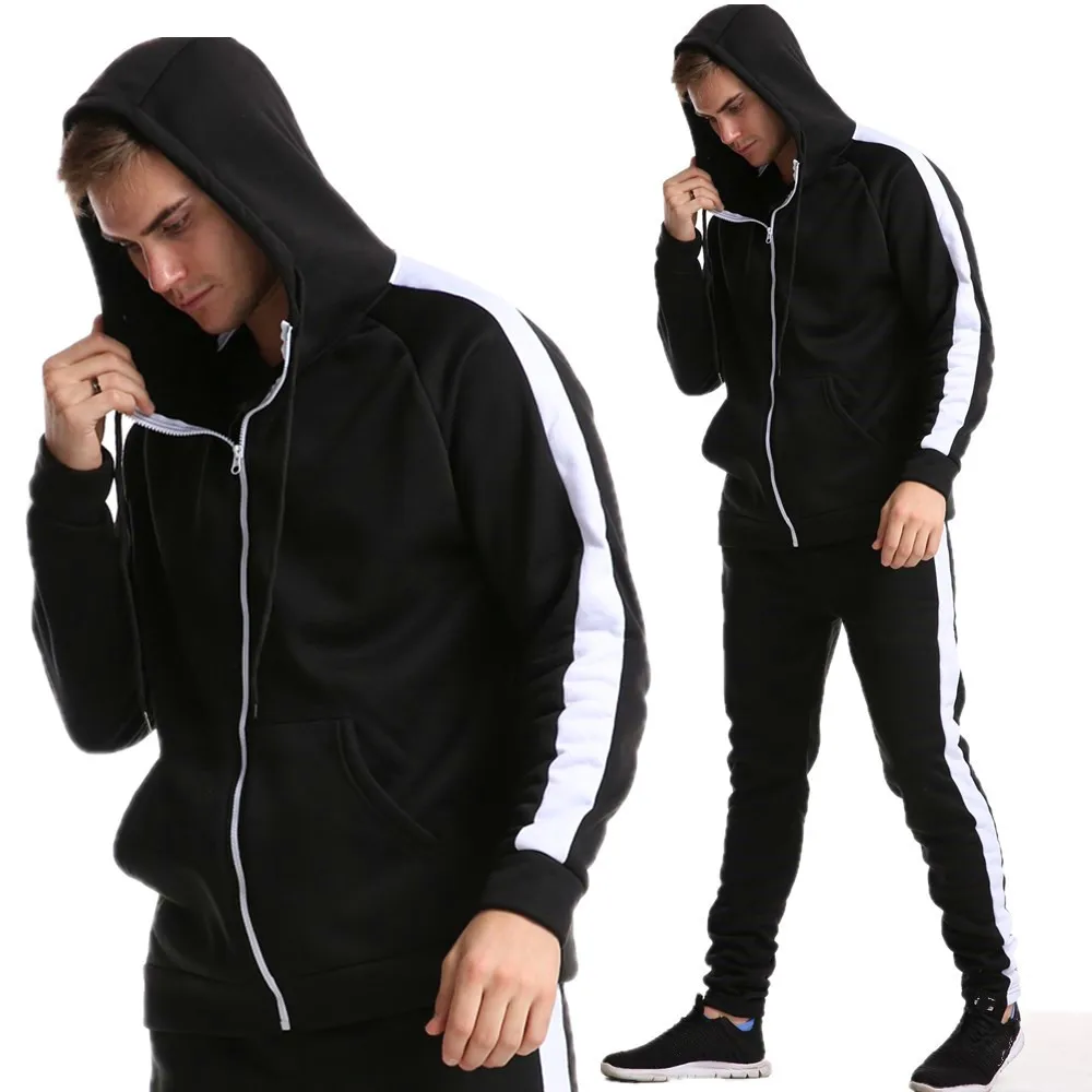 

New Fashion Hoodies Men Sport suit Sweatshirt +Sweatpants Suits Casual jogging Long Sleeve Patchwork Jacket Hoodie clothing XXL
