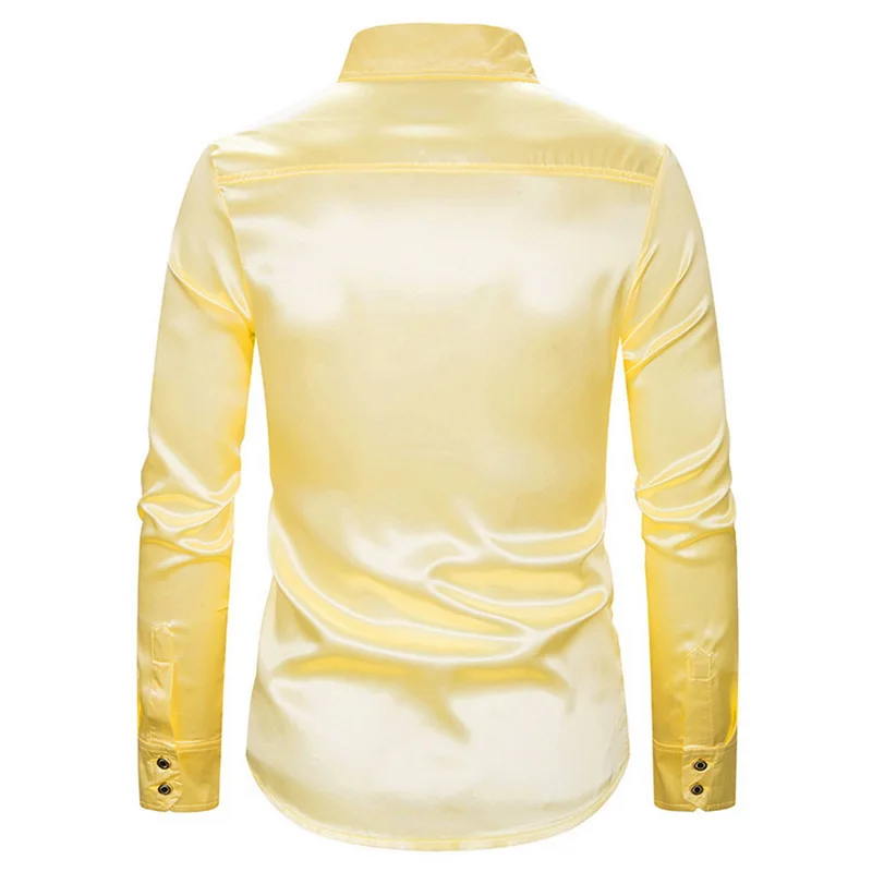 Рубашка MJARTORIA мужская с блестками роскошная Атласная блестящая сорочка длинным
