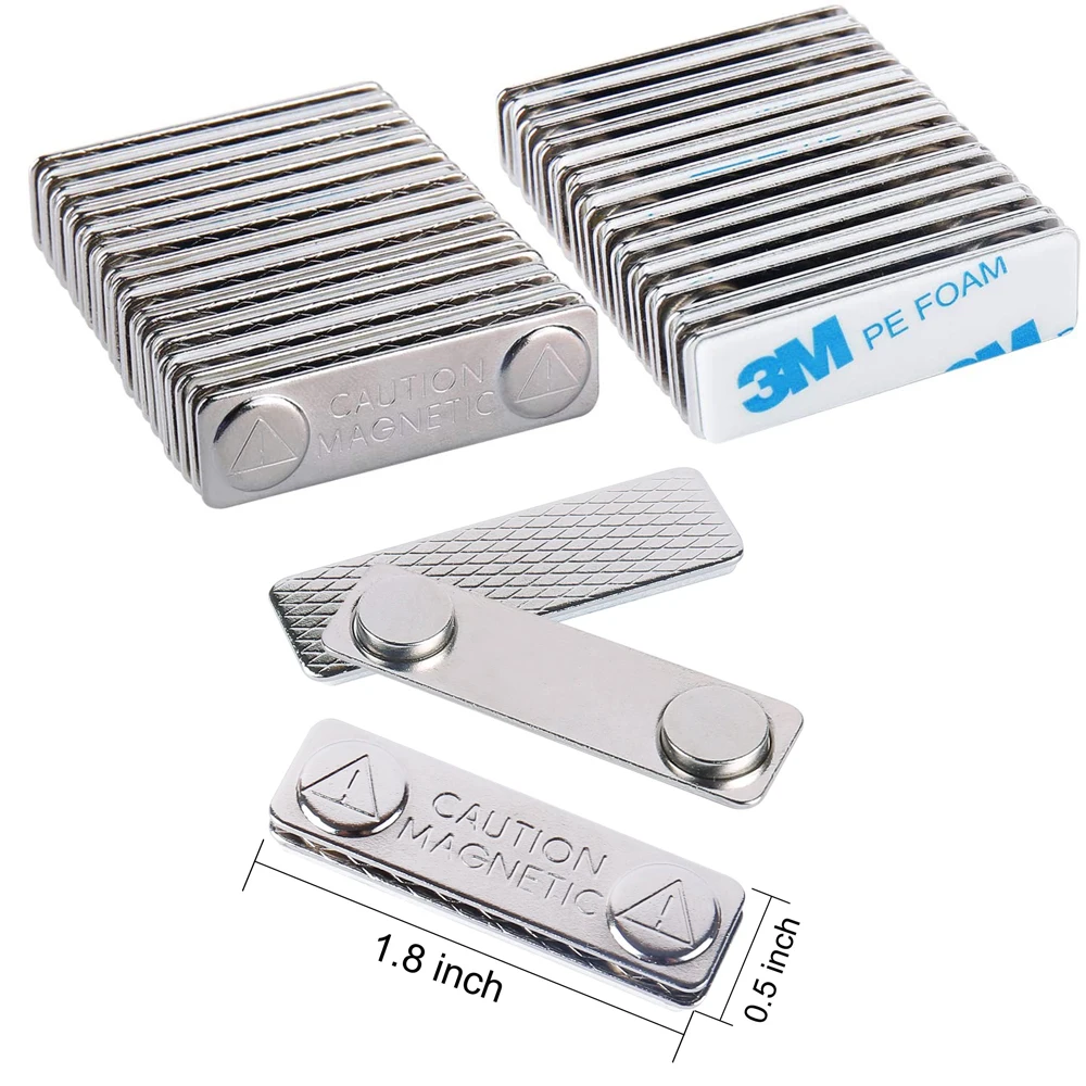 

10pcs Strong Magnetic Name Tags Badge Metal Fastener ID Card Durable Attachment Holder DQ-Drop Credential holder