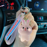 Fashion Cartoon Keychain Bulldog Rabbit Resin Pendant For Women Bag Car KeyRing Mobile Phone Fine Jewelry Accessories Girl Gift