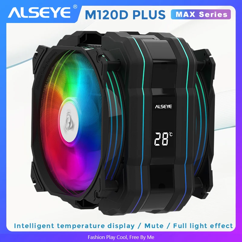 Alseye Cpu Cooler Rgb 120 mm Pwm Cooler 6heat-pipe para Intel Lga1200 Cobertura Superior Iluminação Temperatura Display Rgb Cpu Cooler para pc Ventiladores e resfriadores