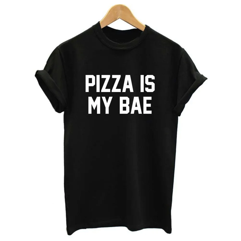 PIZZA IS MY BAE футболка с буквенным принтом Женская свободная коротким рукавом и