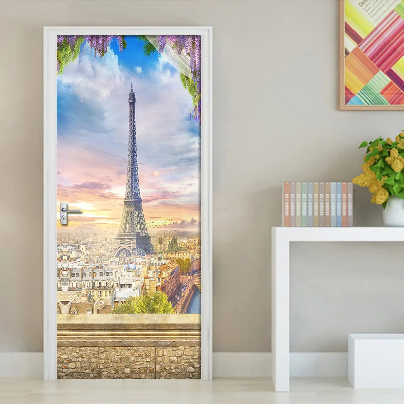 Наклейки на двери французской сцены Парижская башня декоративные Стикеры