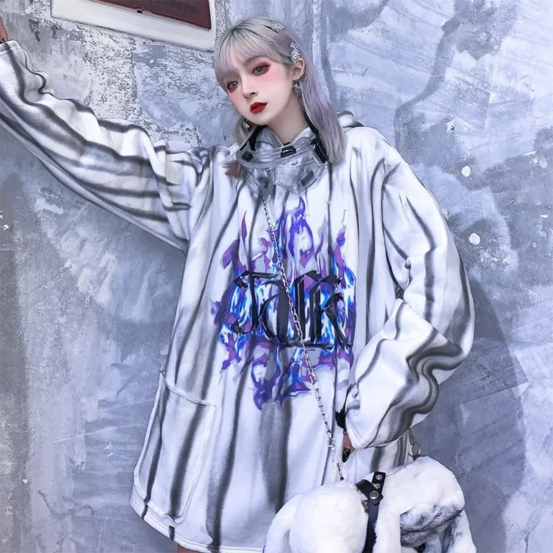 

streetwear hoodies 2020 Spring Tie-dyed Print harajuku Sweashirt Women clothes Lovers pullover Thickening Velvet Loose Big Size