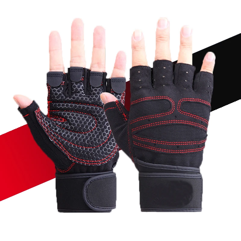 

Weight Lifting Training Gloves Women Men Fitness Sports Body Building Gymnastics Grips Gym Hand Palm Protector Fingerless Gloves